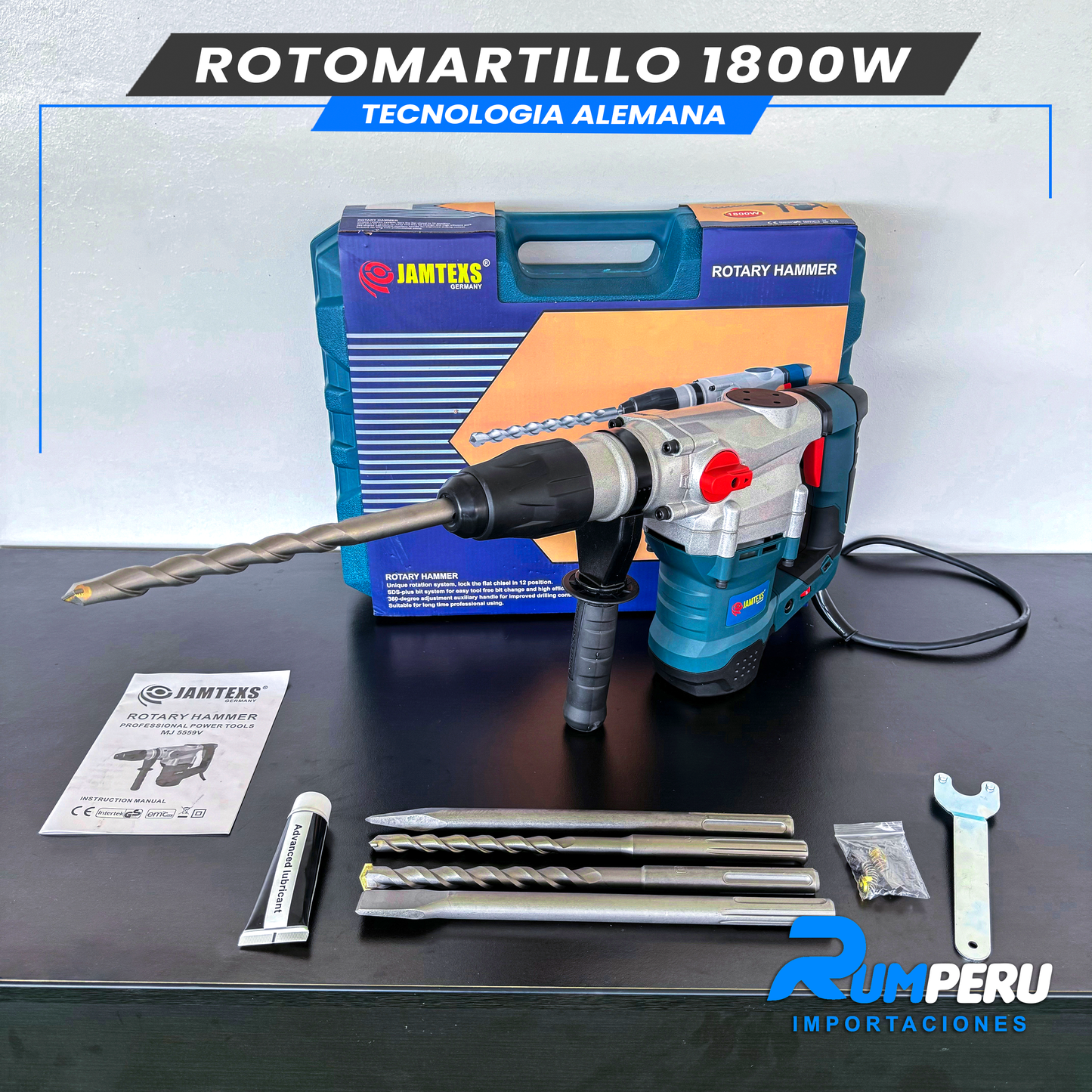 Rotomartillo 1800W Tecnología Alemana 8 Kilos