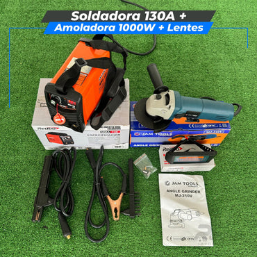 Soldadora 130Amperios MMA + Amoladora 1000w