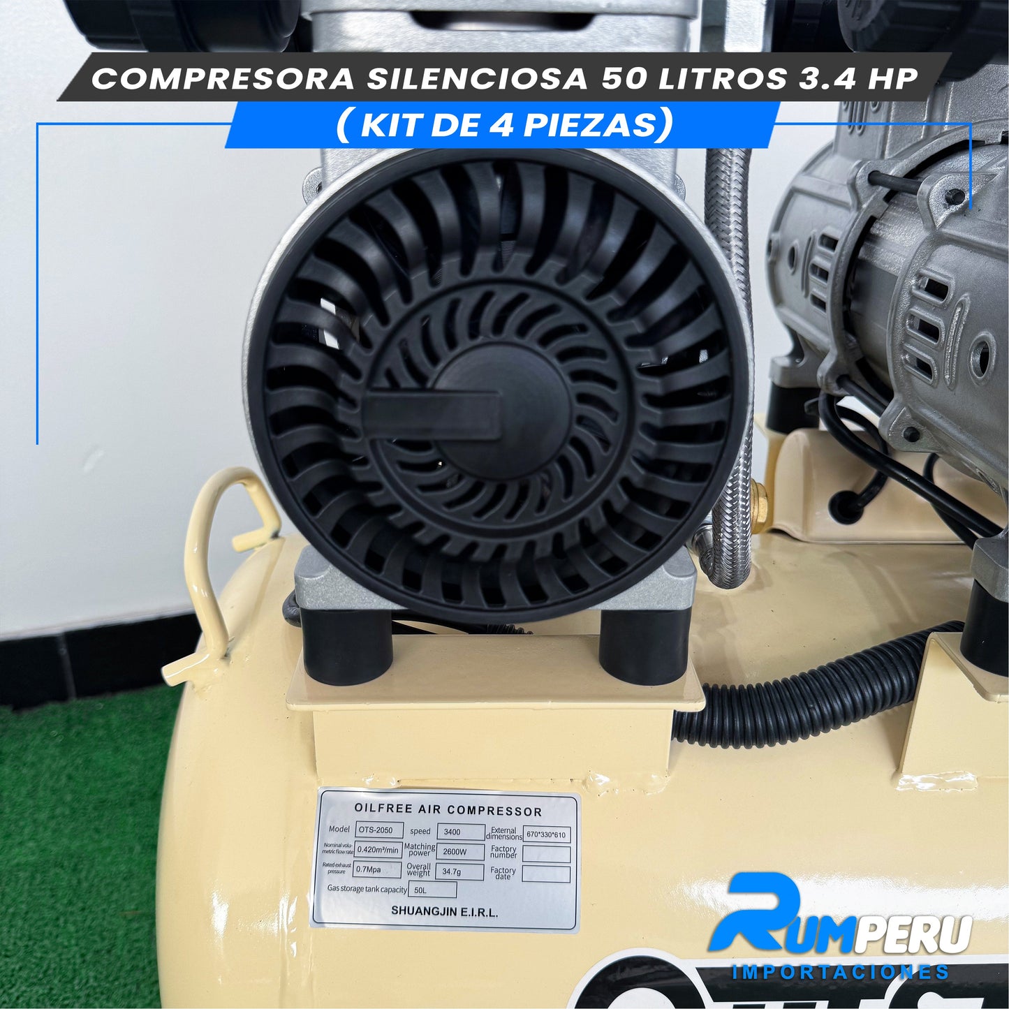 Comprensora Silenciosa 50 Litros + Kit de 5 Piezas