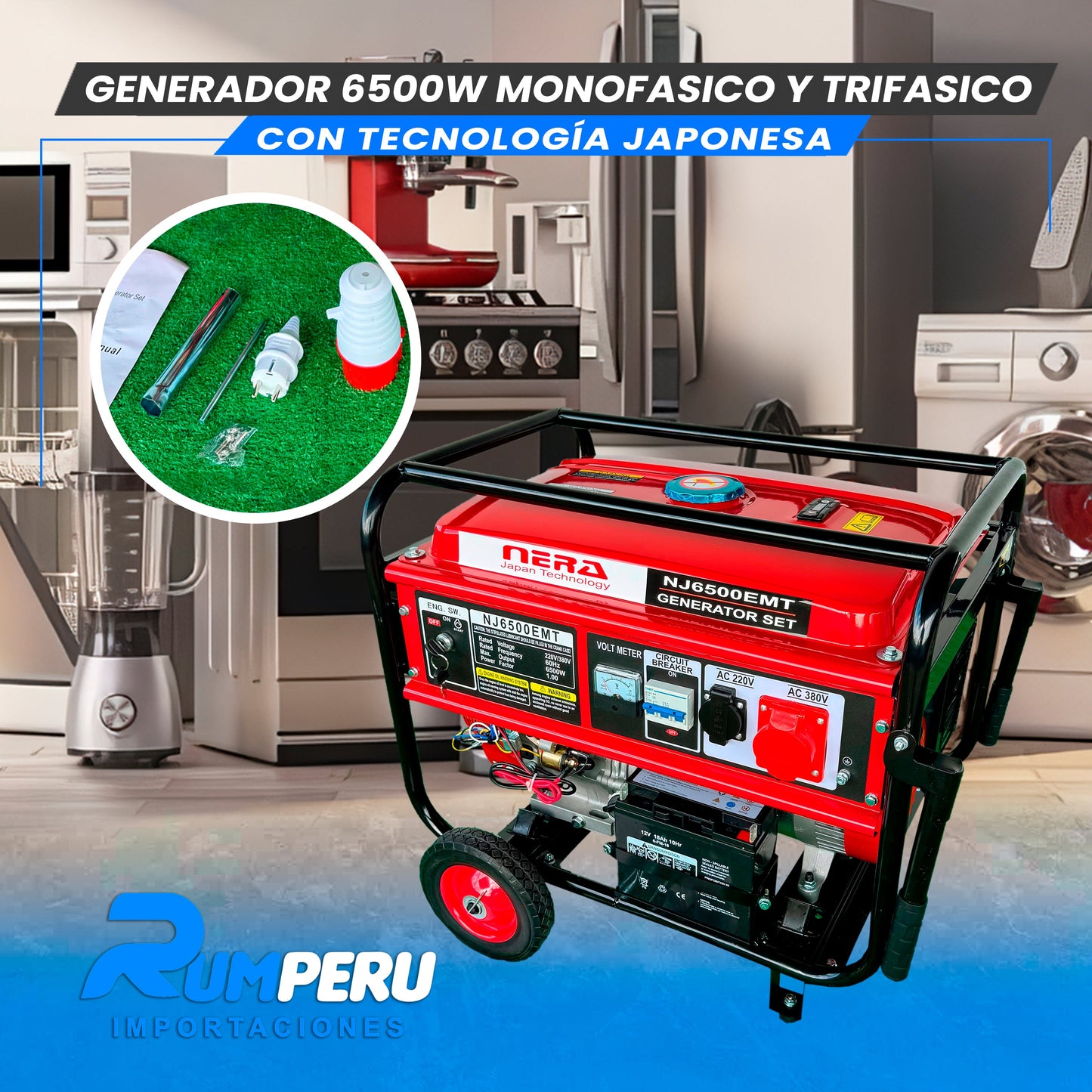 GENERADOR 6500W MONOFASICO Y TRIFASICO CON TECNOLOGÍA ALEMANA