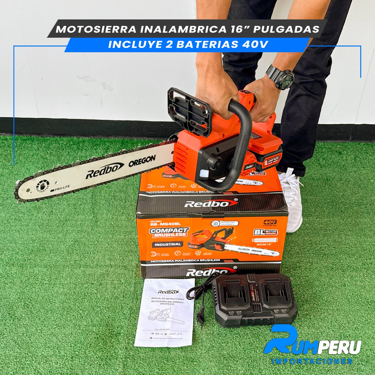 Motosierra inalambrica 16 pulgadas inclulle 2 vaterias de 40V