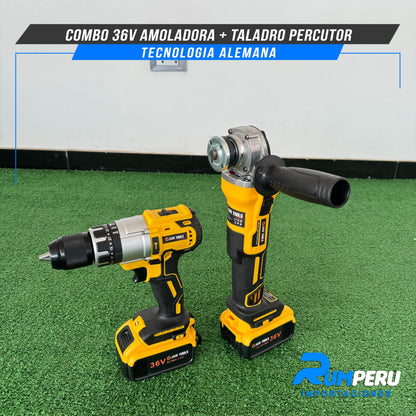 Amoladora + Taladro Percutor 36V ( Tecnología Alemana)