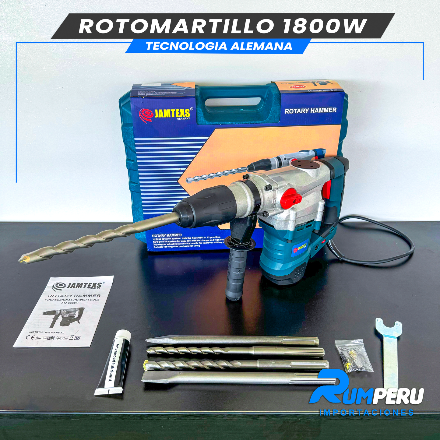 Rotomartillo 1800W Tecnología Alemana 8 Kilos