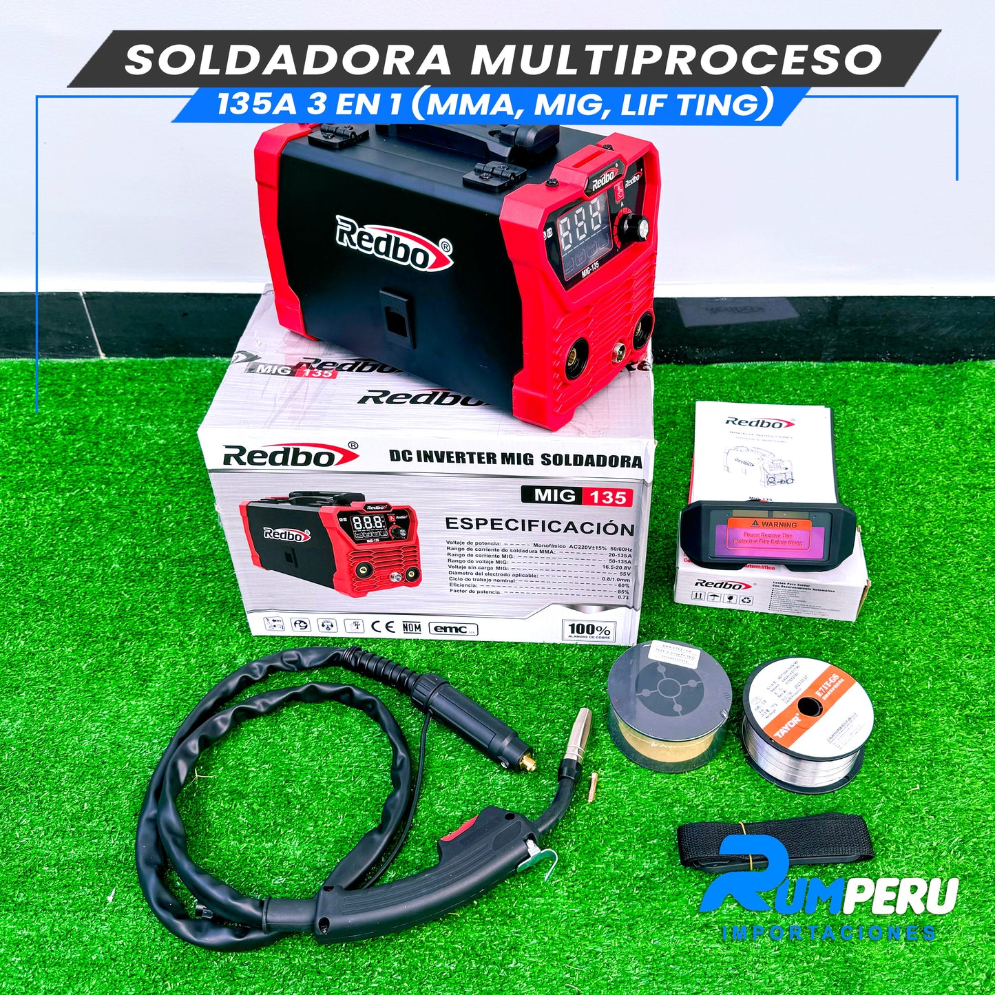 Soldadora Multiproceso MIG 135 Amperios (3 EN 1)