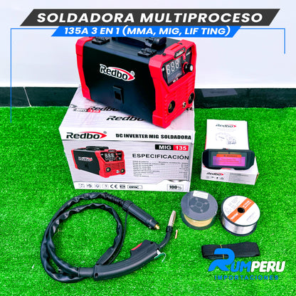 Soldadora Multiproceso MIG 135 Amperios (3 EN 1)