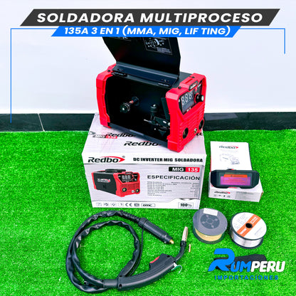 Soldadora Multiproceso MIG 135 Amperios (3 EN 1)