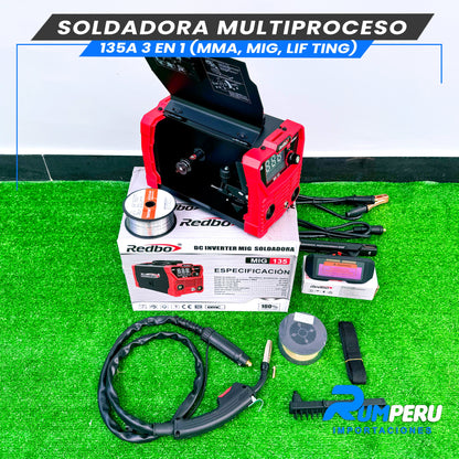 Soldadora Multiproceso MIG 135 Amperios (3 EN 1)