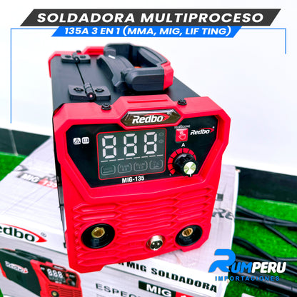 Soldadora Multiproceso MIG 135 Amperios (3 EN 1)