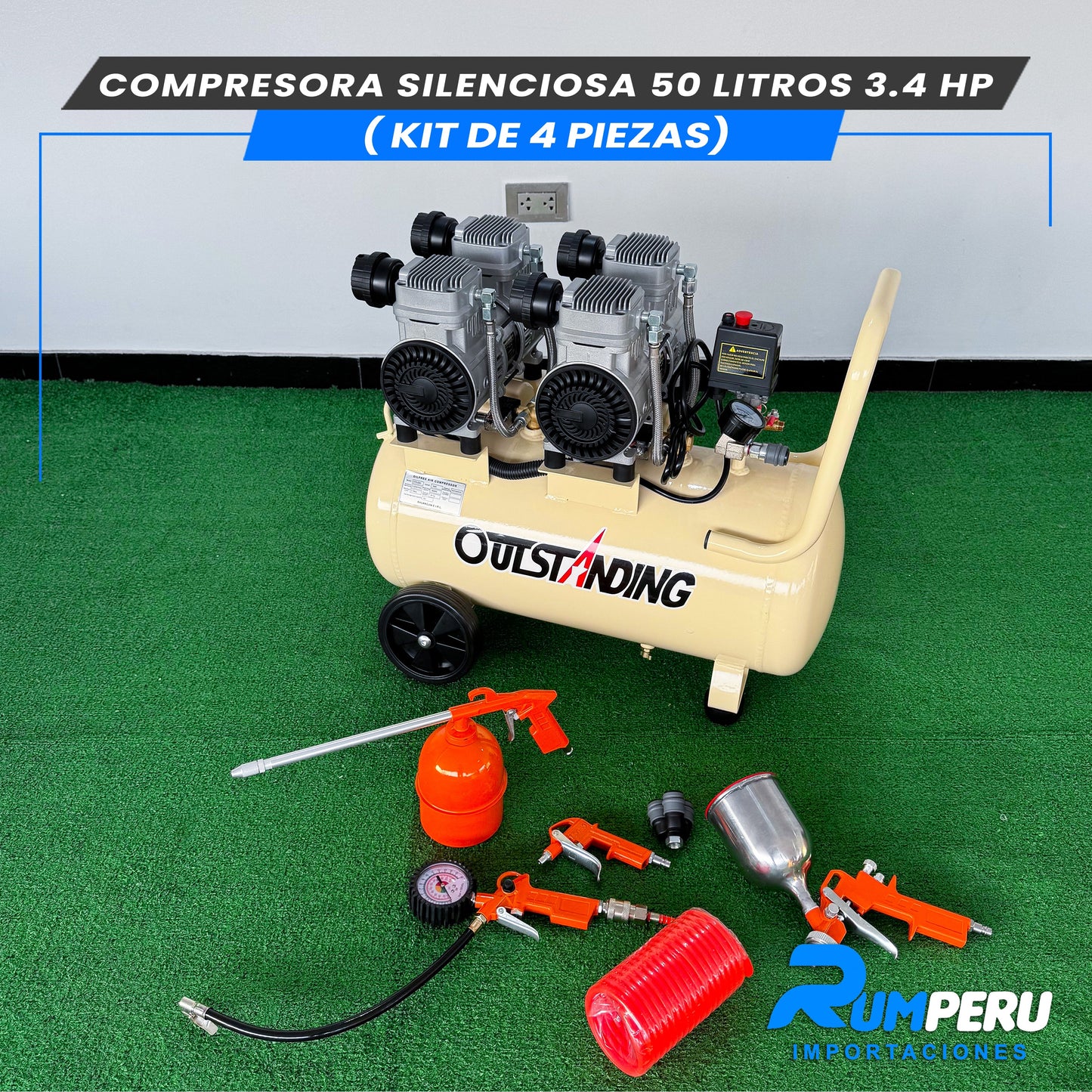 Comprensora Silenciosa 50 Litros + Kit de 5 Piezas