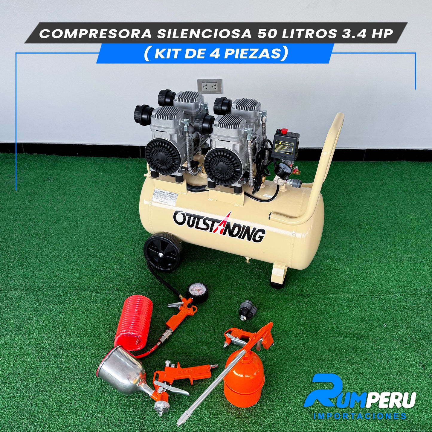 Comprensora Silenciosa 50 Litros + Kit de 5 Piezas