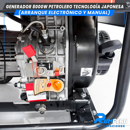 Generador 8000W Petrolero tecnología japonesa, arranque eléctrico y Manual