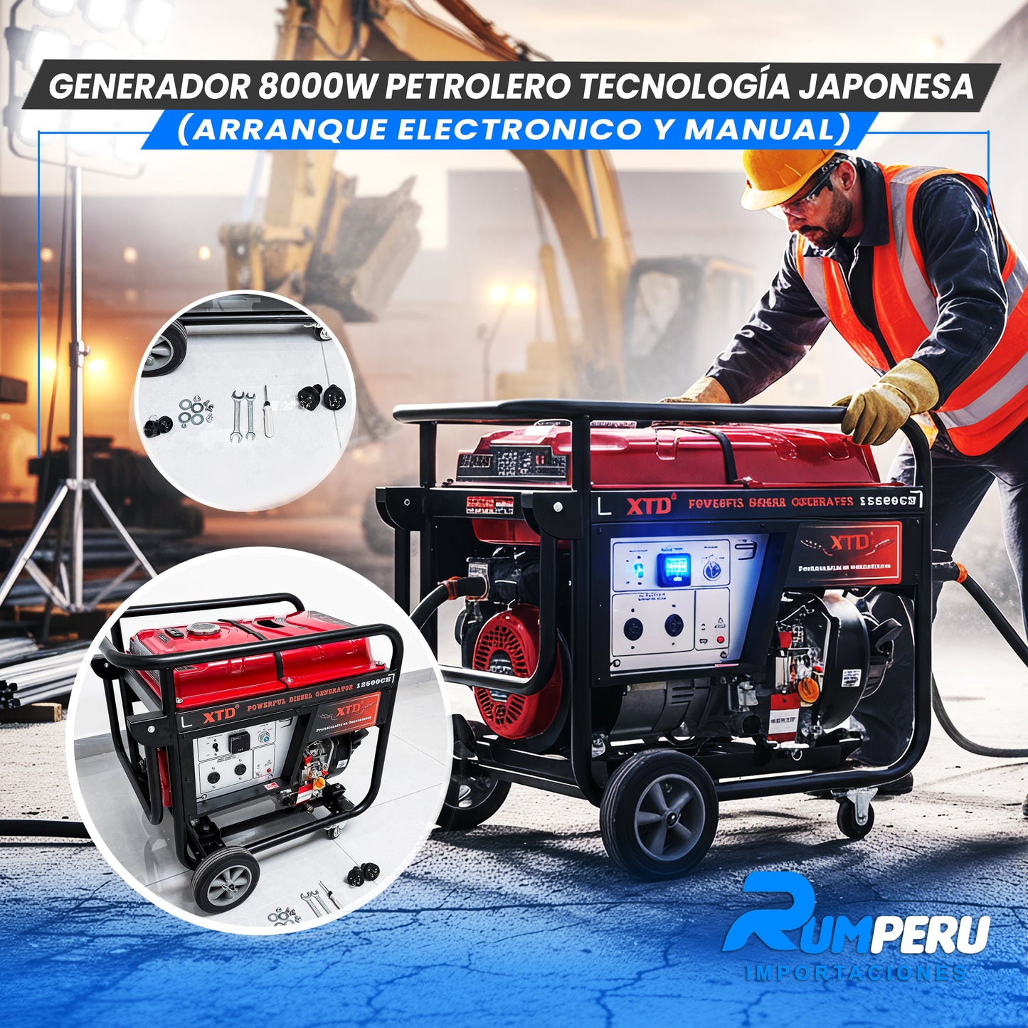 Generador 8000W Petrolero tecnología japonesa, arranque eléctrico y Manual