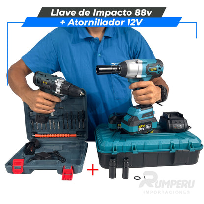 Llave de Impacto 88V + Atornillador 12V