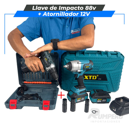 Llave de Impacto 88V + Atornillador 12V