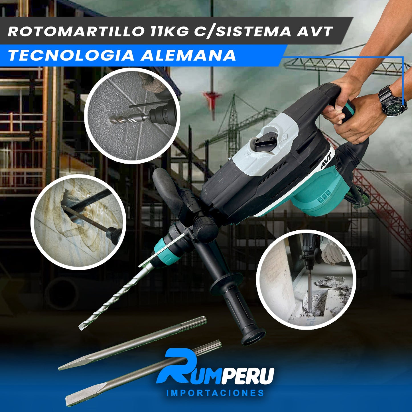 Rotomartillo 11 Kilo Gramos sistema AVT (Tecnología Alemana)
