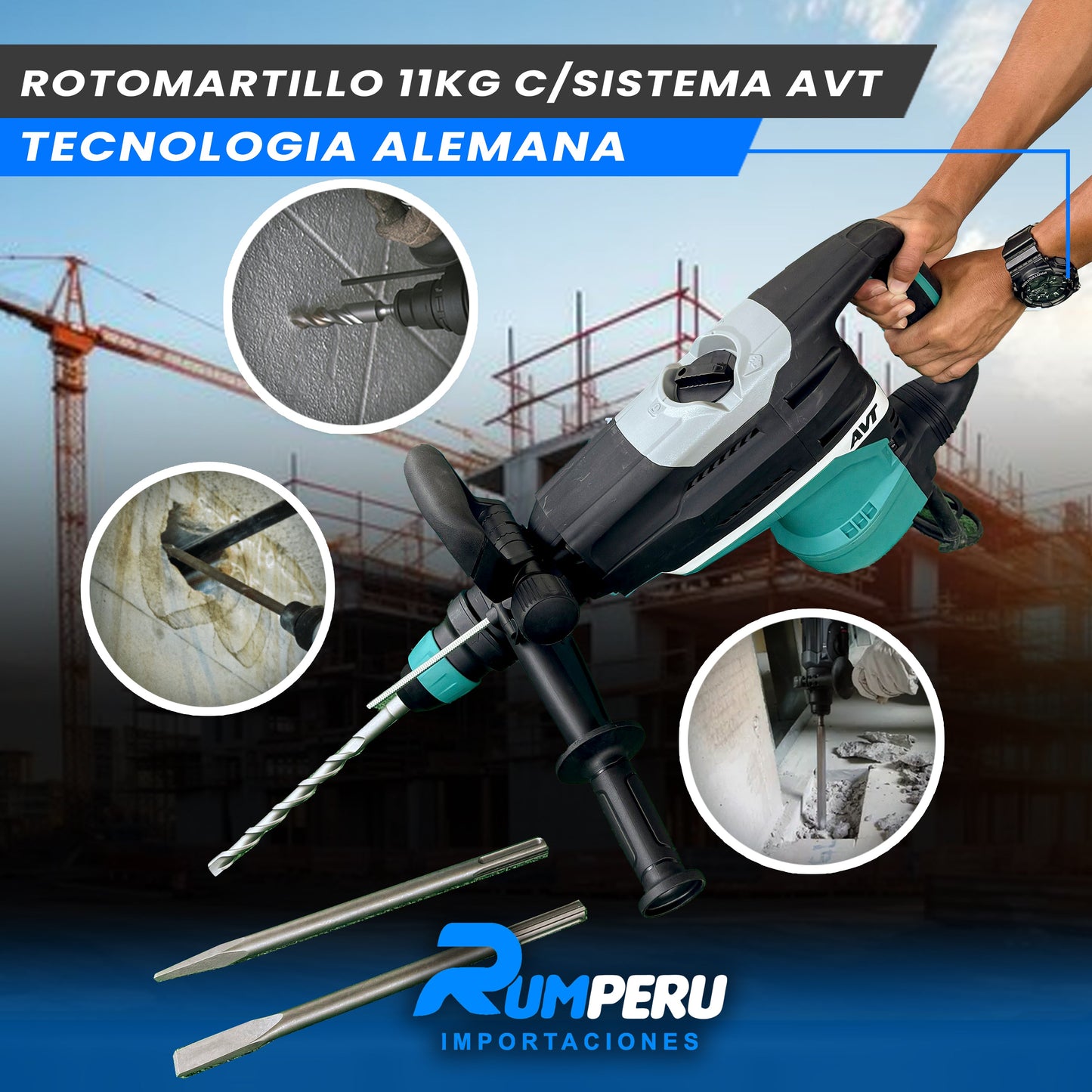 Rotomartillo 11 Kilo Gramos sistema AVT (Tecnología Alemana)