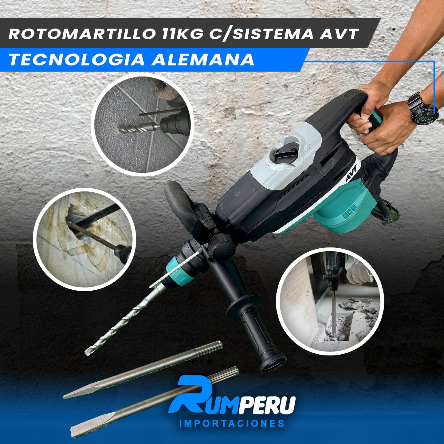Rotomartillo 11 Kilo Gramos sistema AVT (Tecnología Alemana)