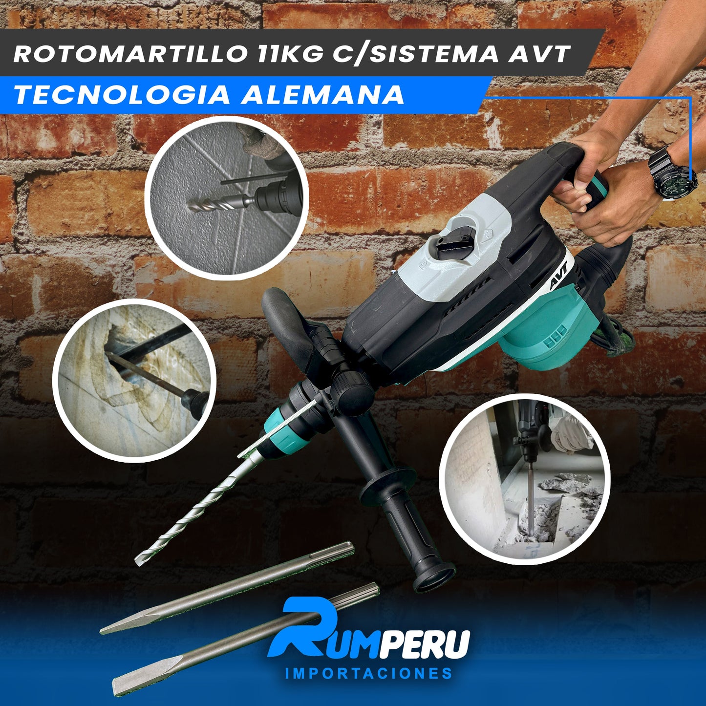 Rotomartillo 11 Kilo Gramos sistema AVT (Tecnología Alemana)