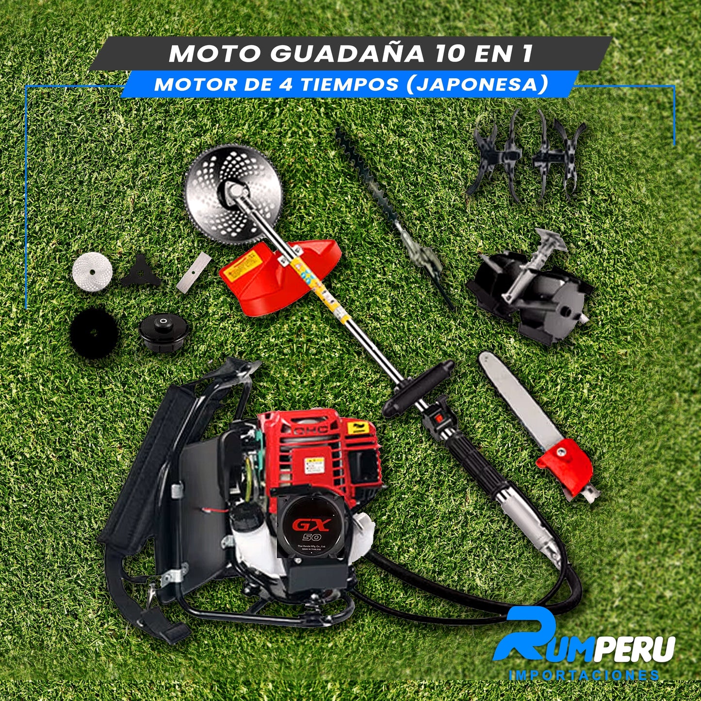 Motoguadaña 10 en 1 (JAPONES CON MOTOR 4 TIEMPOS)