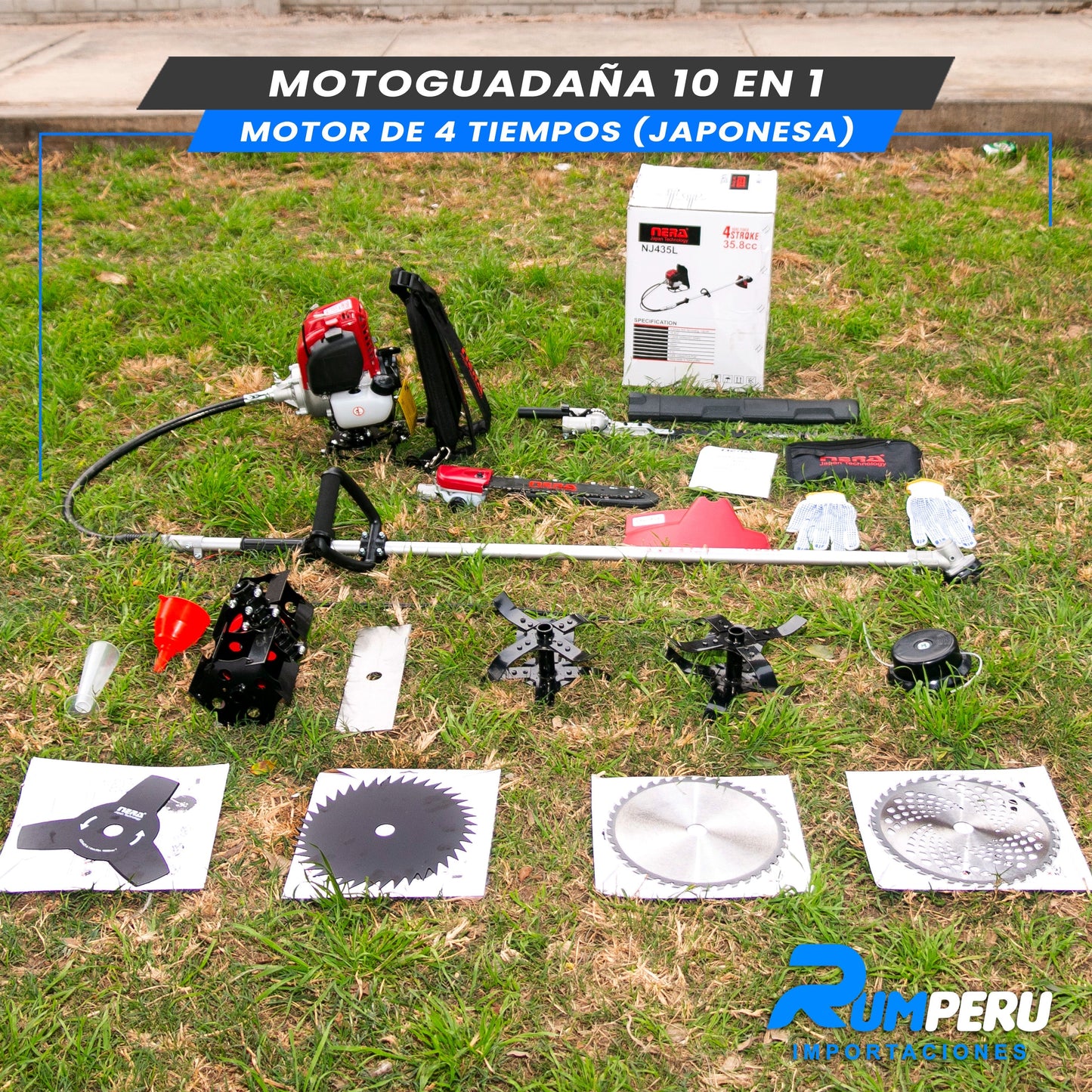 Motoguadaña 10 en 1 (JAPONES CON MOTOR 4 TIEMPOS)