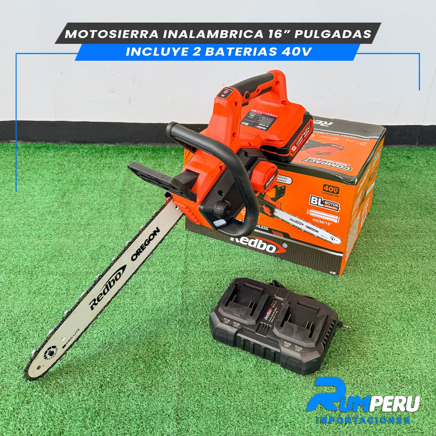 Motosierra inalambrica 16 pulgadas inclulle 2 vaterias de 40V