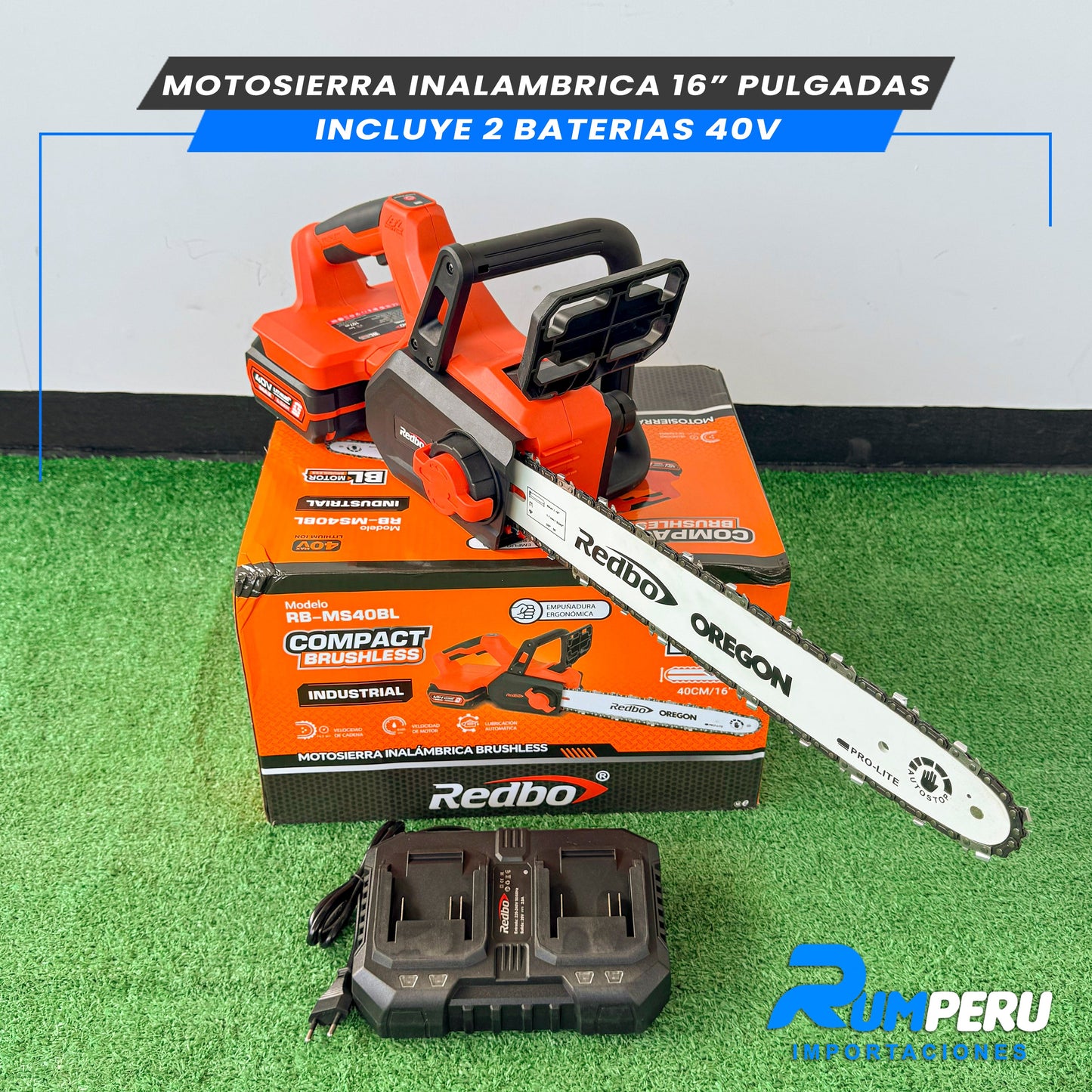 Motosierra inalambrica 16 pulgadas inclulle 2 vaterias de 40V
