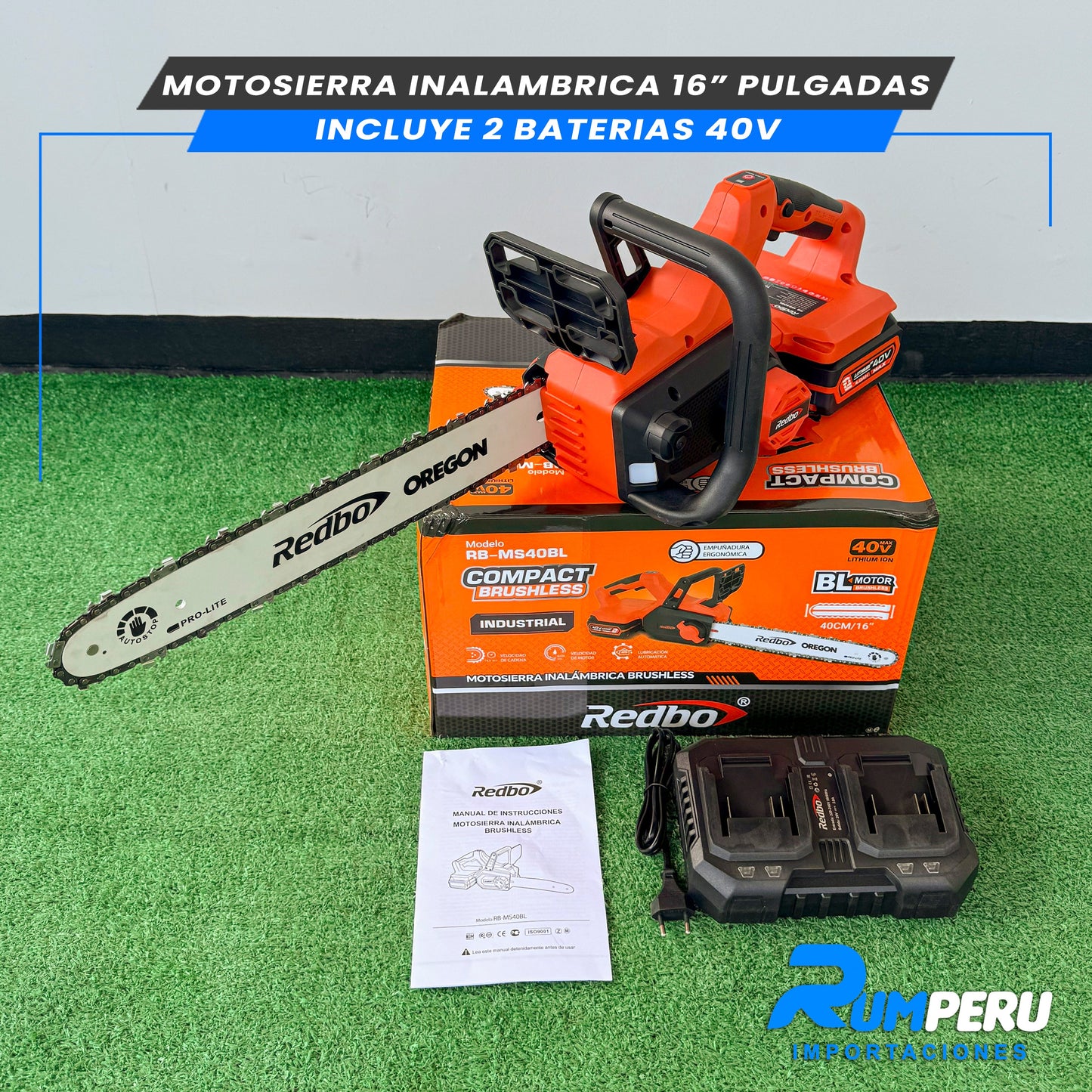 Motosierra inalambrica 16 pulgadas inclulle 2 vaterias de 40V