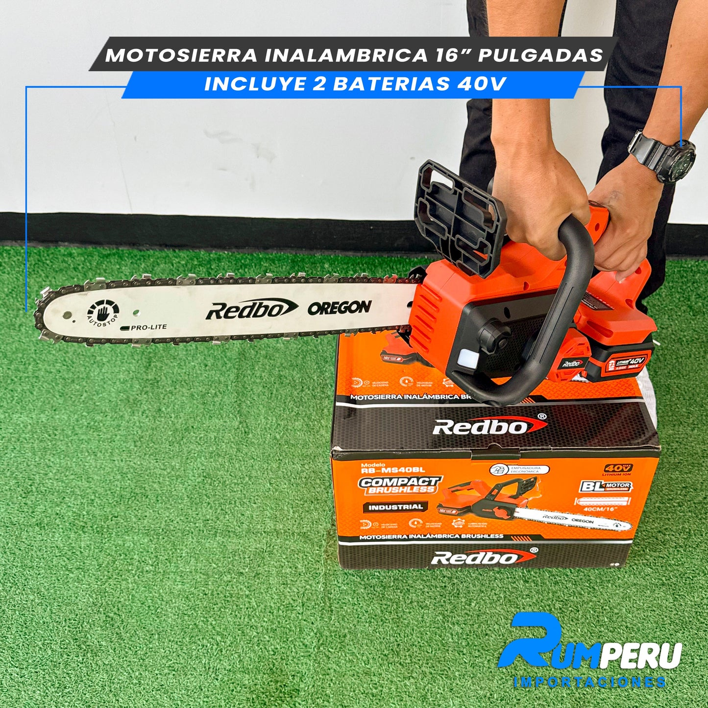 Motosierra inalambrica 16 pulgadas inclulle 2 vaterias de 40V