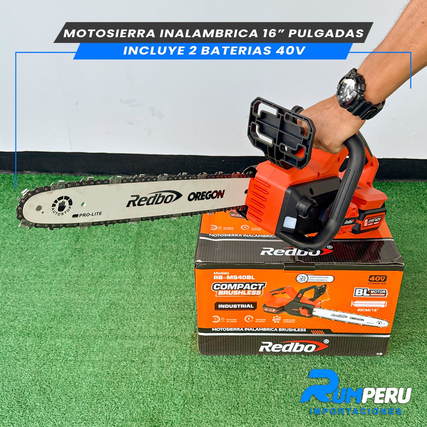 Motosierra inalambrica 16 pulgadas inclulle 2 vaterias de 40V