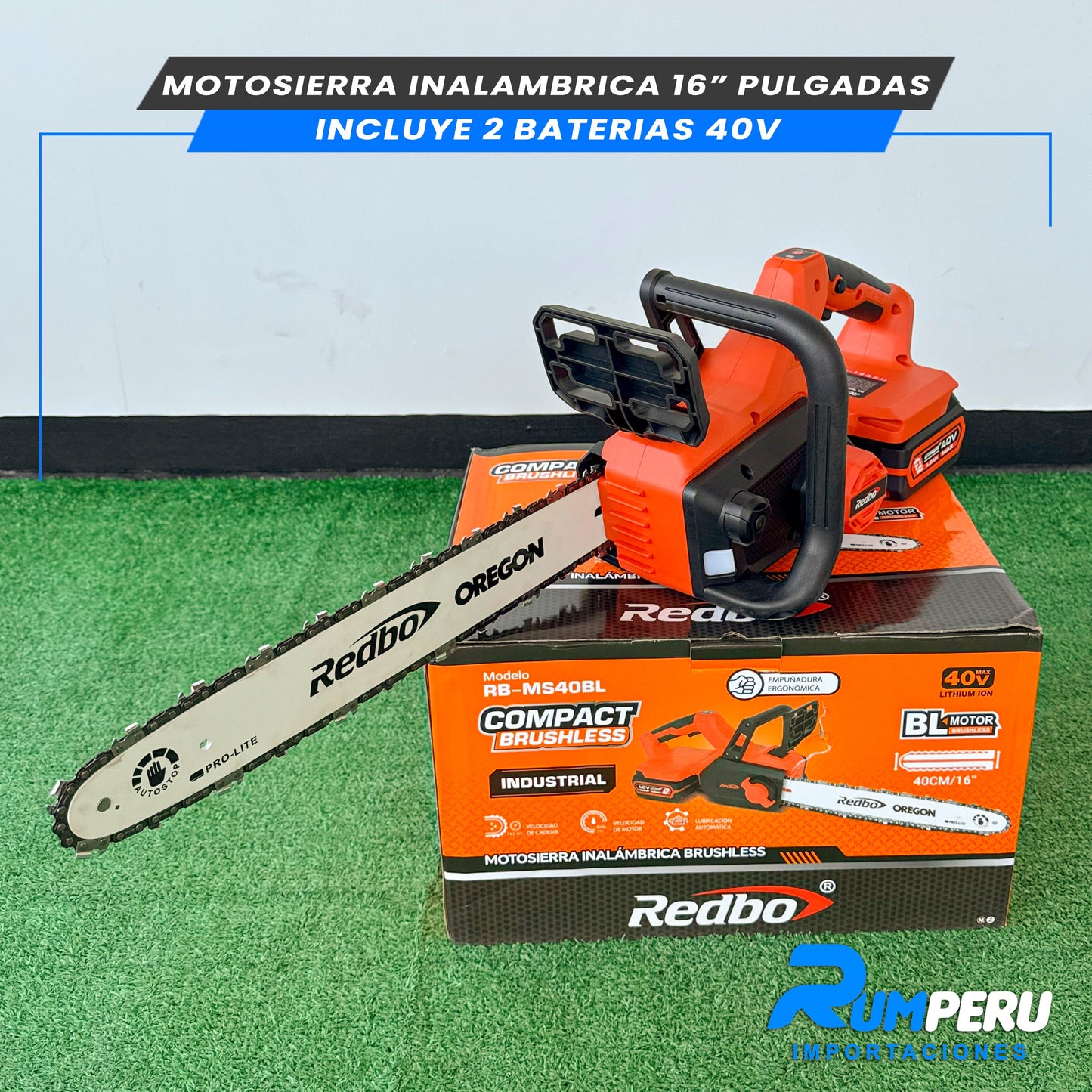 Motosierra inalambrica 16 pulgadas inclulle 2 vaterias de 40V