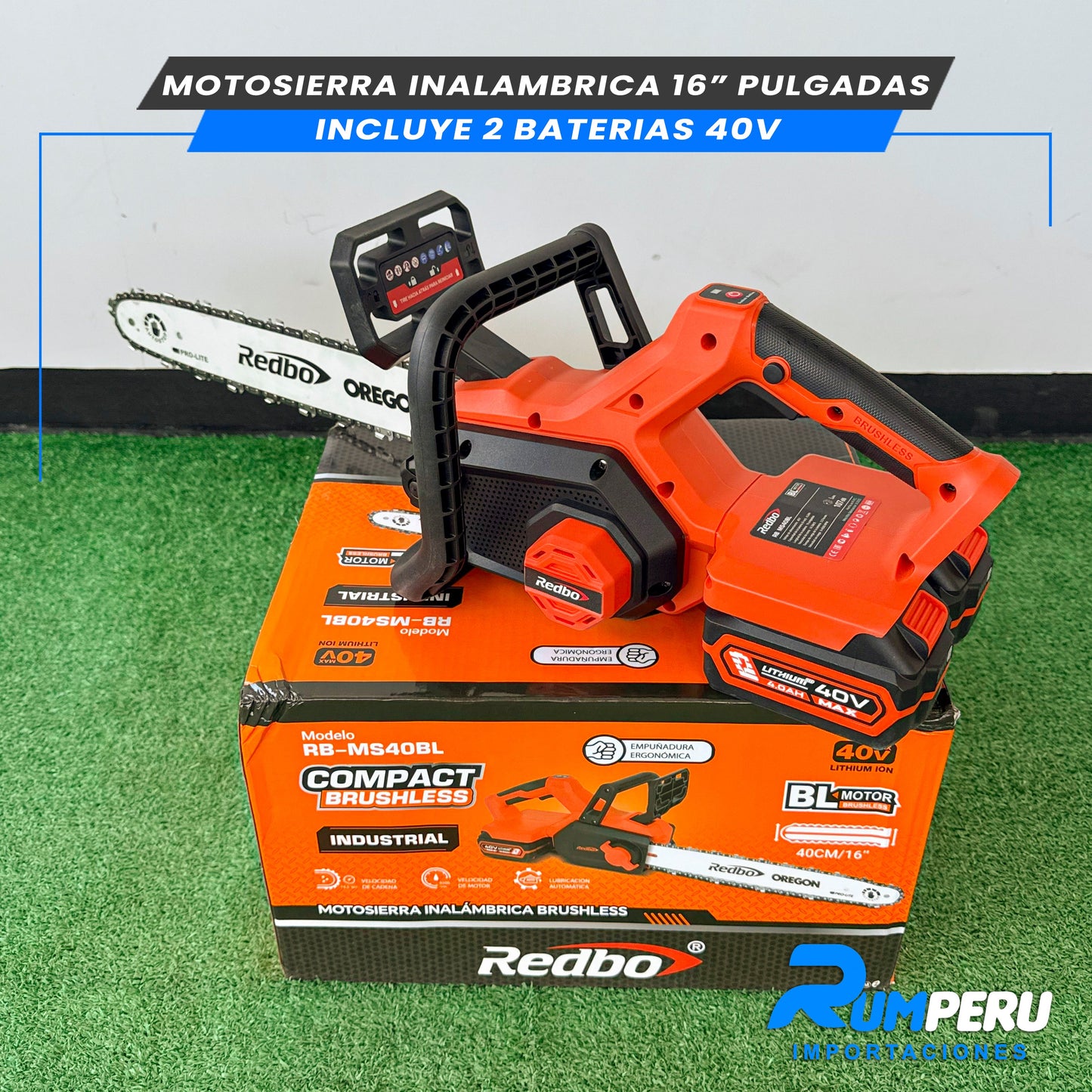 Motosierra inalambrica 16 pulgadas inclulle 2 vaterias de 40V