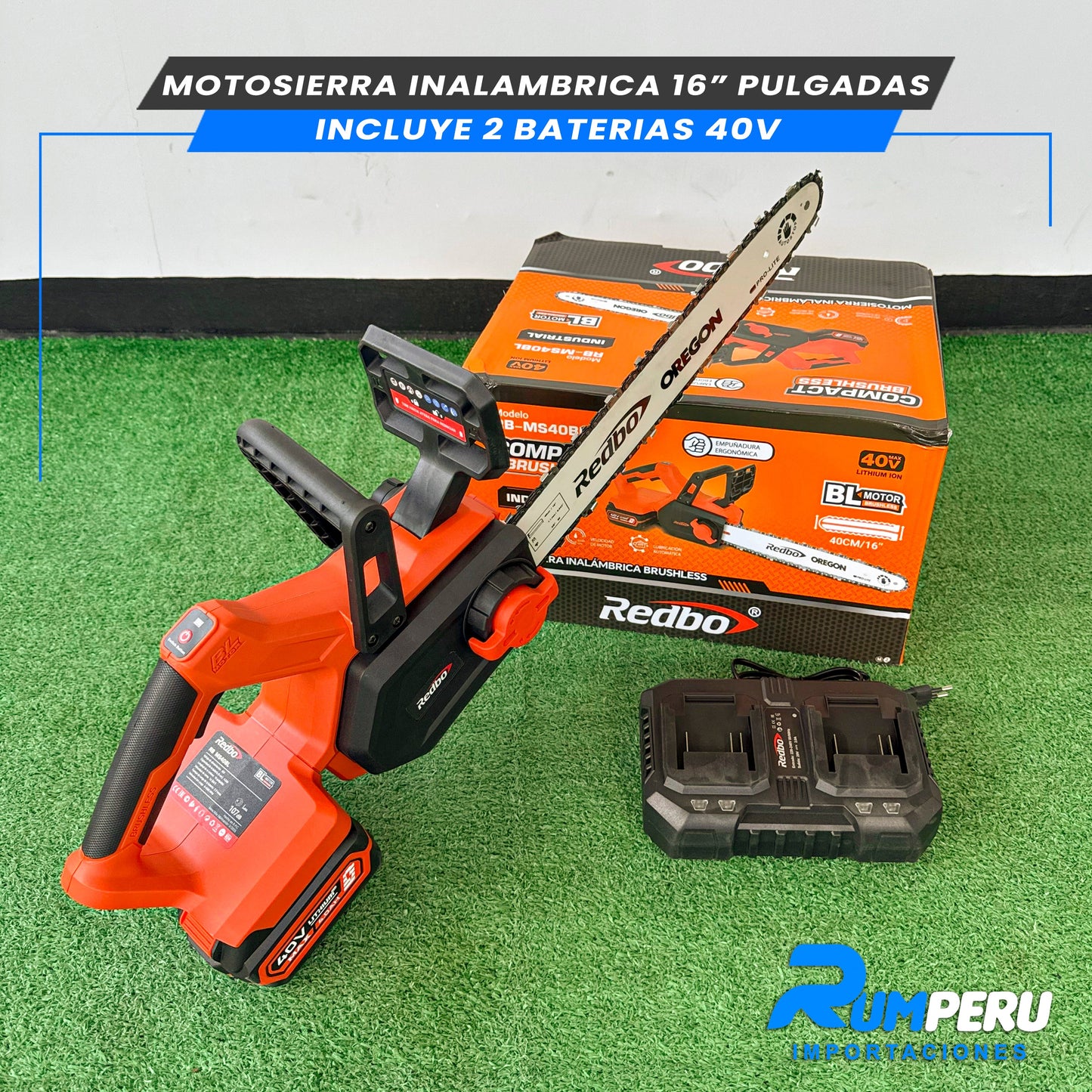 Motosierra inalambrica 16 pulgadas inclulle 2 vaterias de 40V