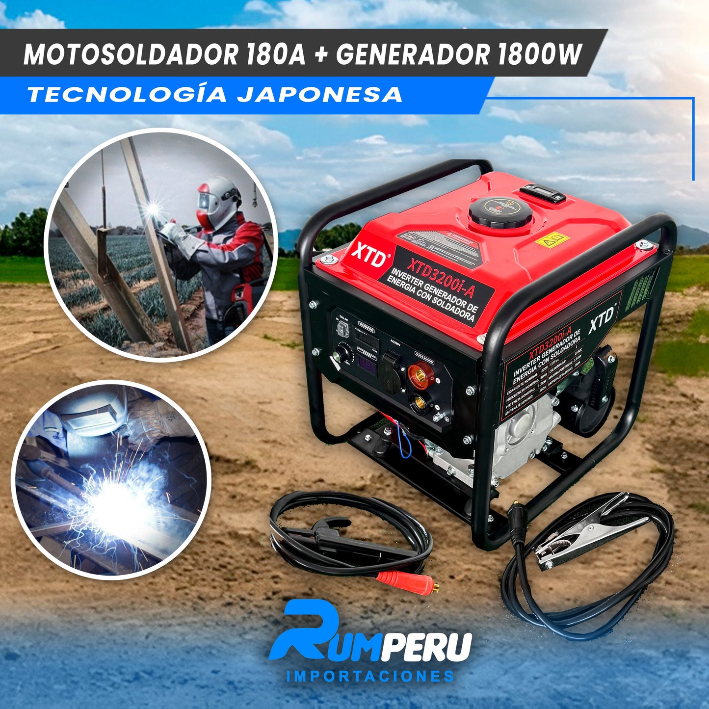 Motosoldador 180 Amperios + Generador 1800W