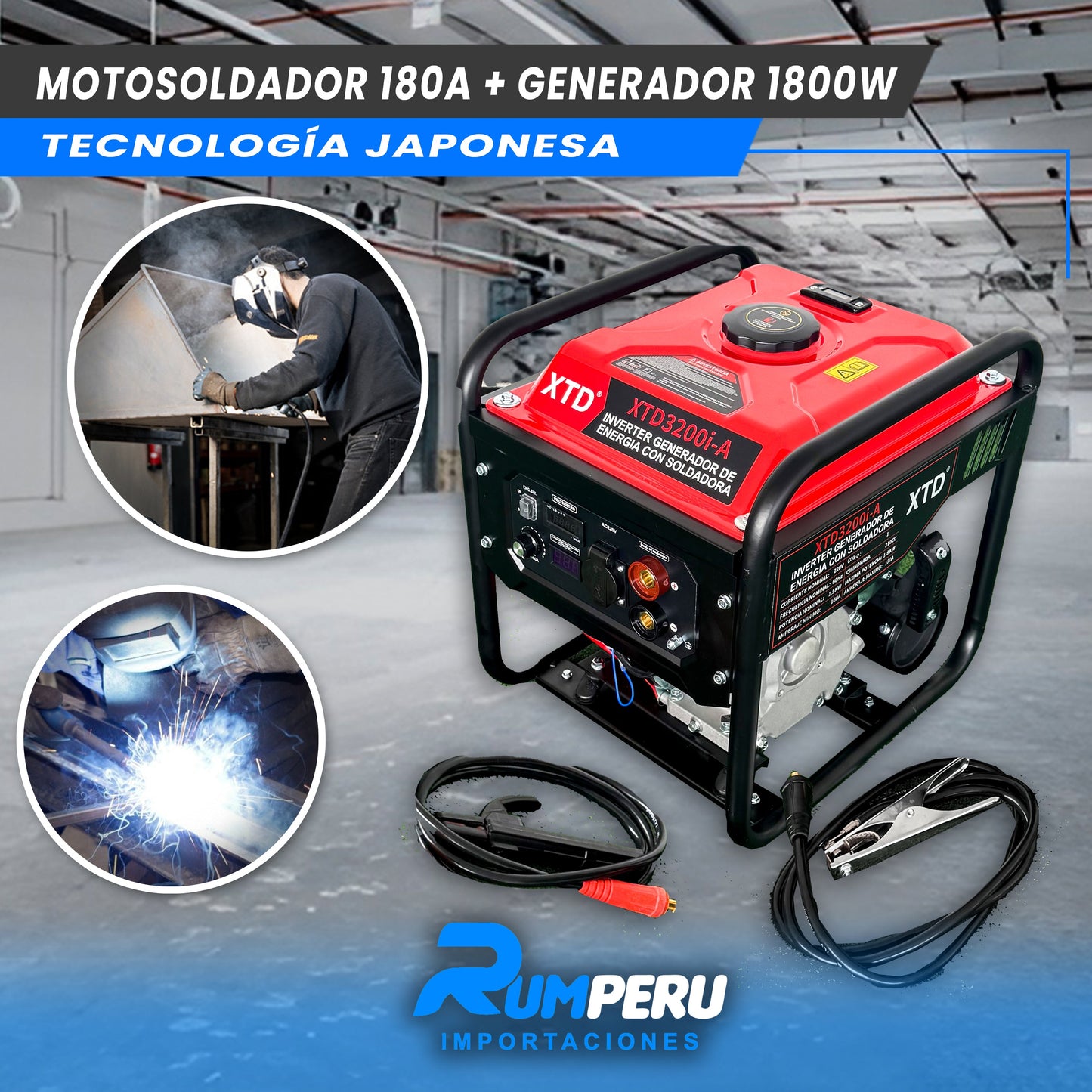 Motosoldador 180 Amperios + Generador 1800W