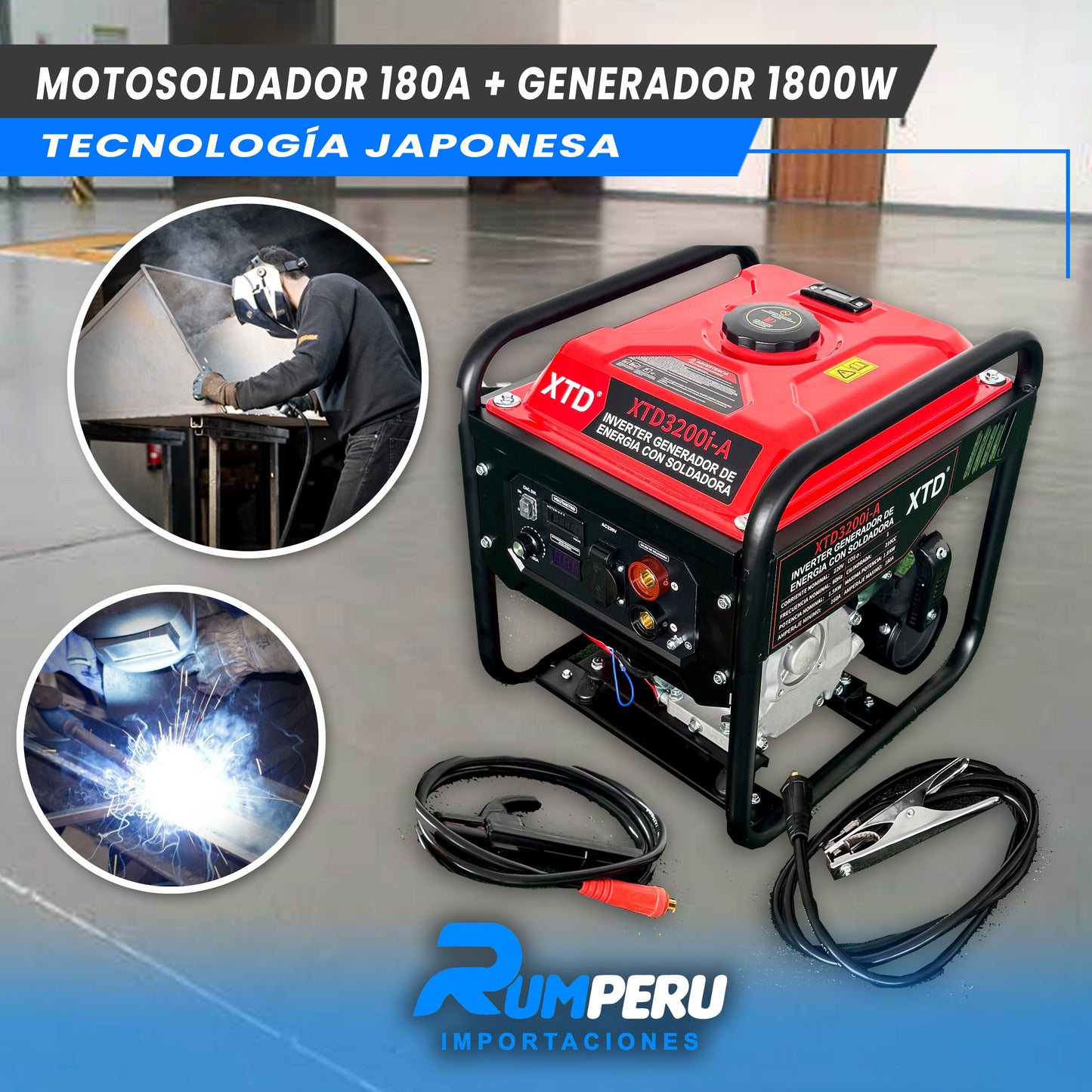 Motosoldador 180 Amperios + Generador 1800W