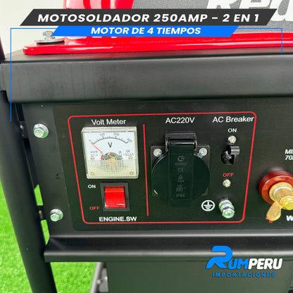Motosoldador 250Amperios + Generador 200W