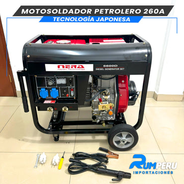 MOTOSOLDADOR PETROLERO 260 AMPERIOS TECNOLOGÍA JAPONESA