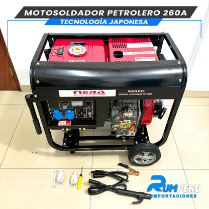 MOTOSOLDADOR PETROLERO 260 AMPERIOS TECNOLOGÍA JAPONESA
