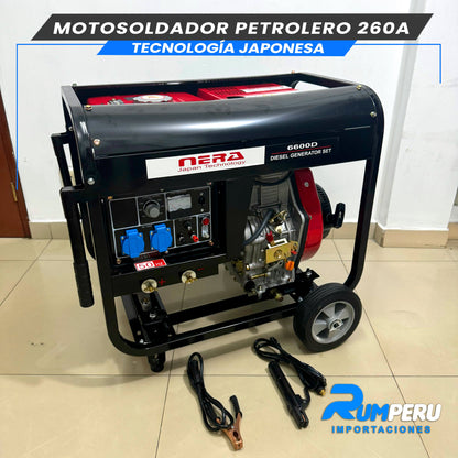 MOTOSOLDADOR PETROLERO 260 AMPERIOS TECNOLOGÍA JAPONESA