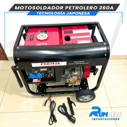 MOTOSOLDADOR PETROLERO 260 AMPERIOS TECNOLOGÍA JAPONESA