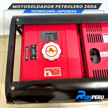 MOTOSOLDADOR PETROLERO 260 AMPERIOS TECNOLOGÍA JAPONESA