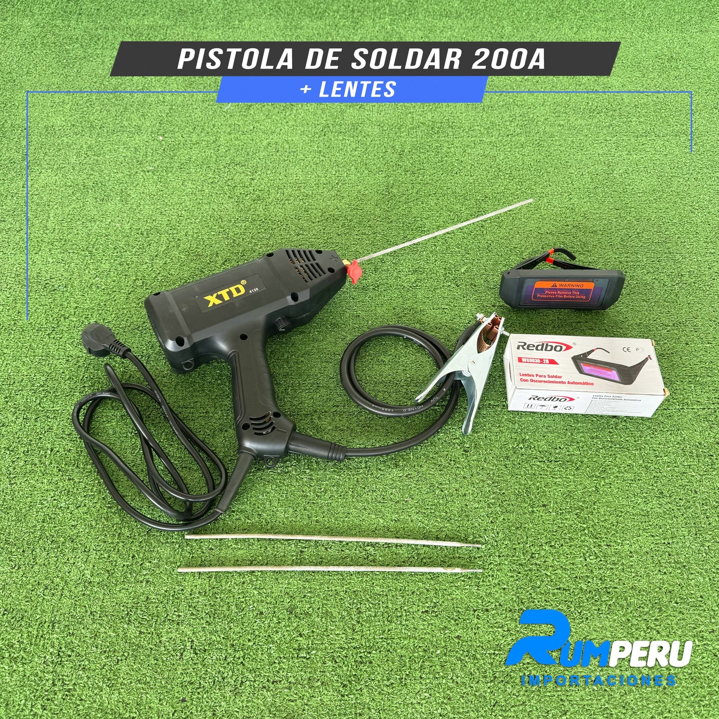 PISTOLA DE SOLDAR 200A + LENTES