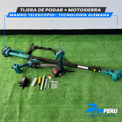 TIJERA DE PODAR + MOTOSIERRA MANGO TELESCOPIO -TECNOLOGÍA ALEMANA