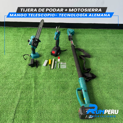 TIJERA DE PODAR + MOTOSIERRA MANGO TELESCOPIO -TECNOLOGÍA ALEMANA