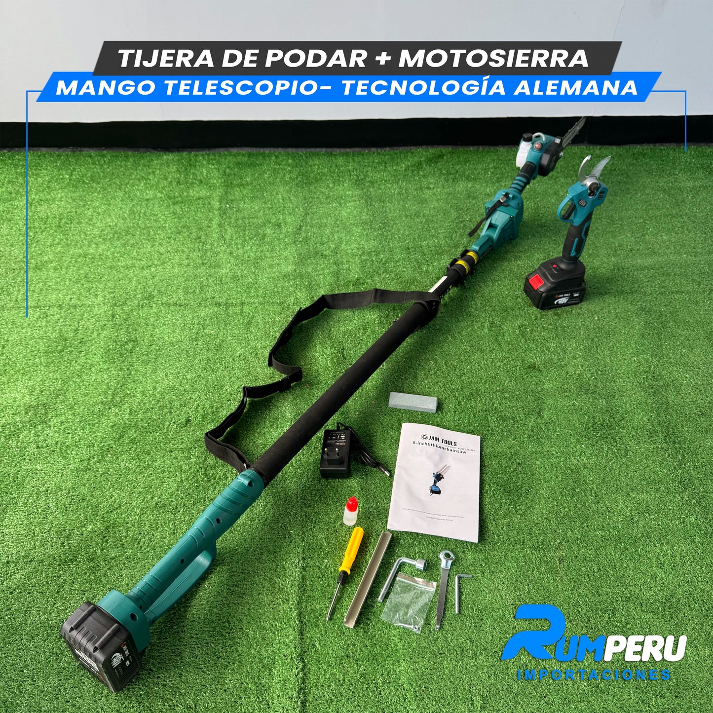 TIJERA DE PODAR + MOTOSIERRA MANGO TELESCOPIO -TECNOLOGÍA ALEMANA