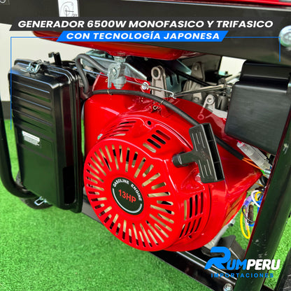 GENERADOR 6500W MONOFASICO Y TRIFASICO CON TECNOLOGÍA ALEMANA