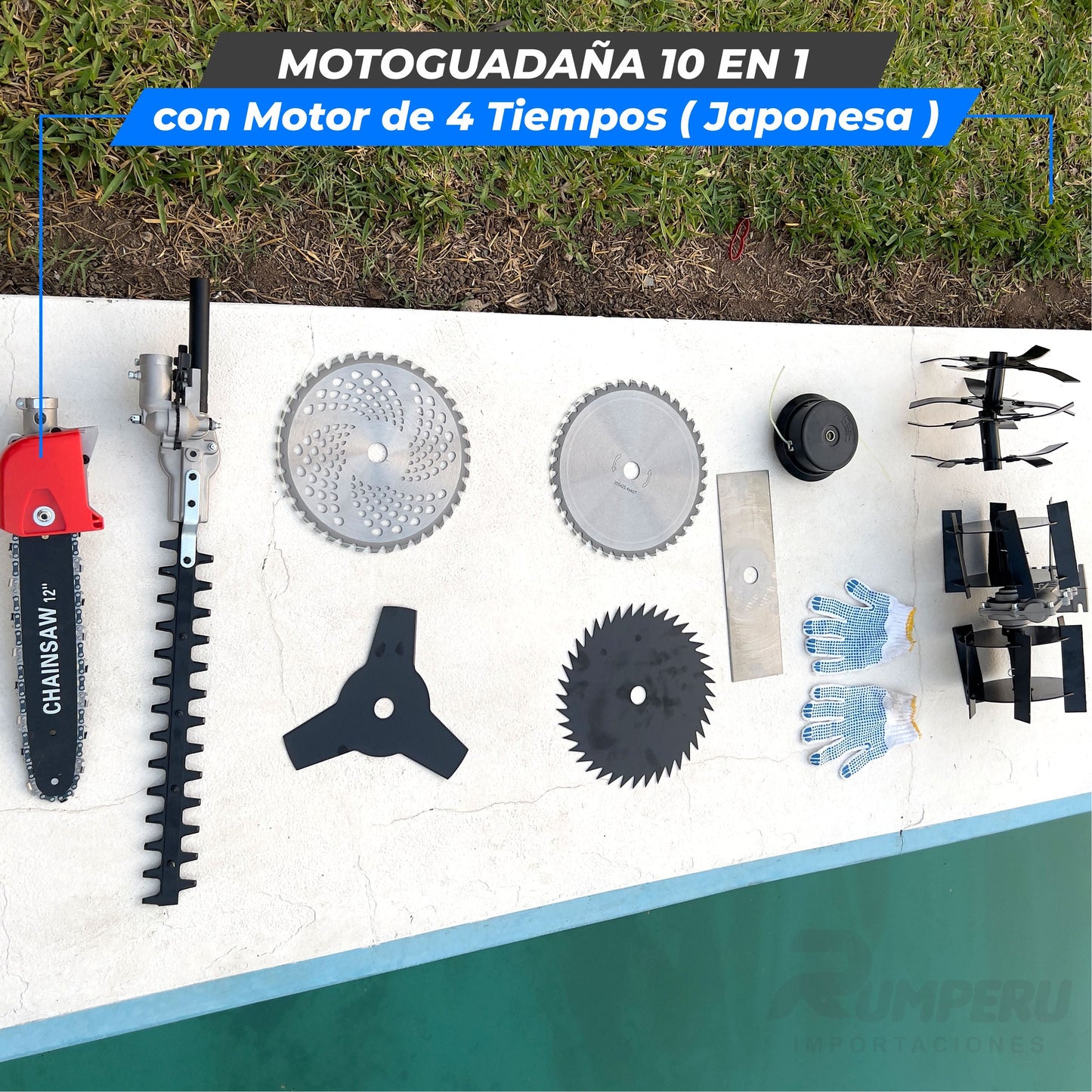 Motoguadaña 10 en 1 (JAPONES CON MOTOR 4 TIEMPOS)