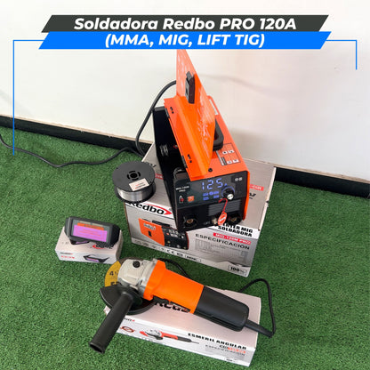 Soldadora Redbo PRO 120A + Amoladora 900W (MMA, MIG, LIFT TIG)