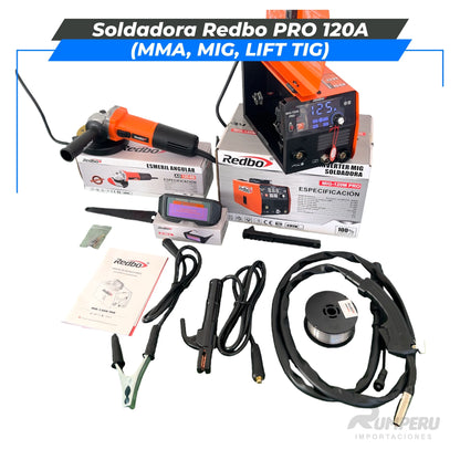 Soldadora Redbo PRO 120A + Amoladora 900W (MMA, MIG, LIFT TIG)